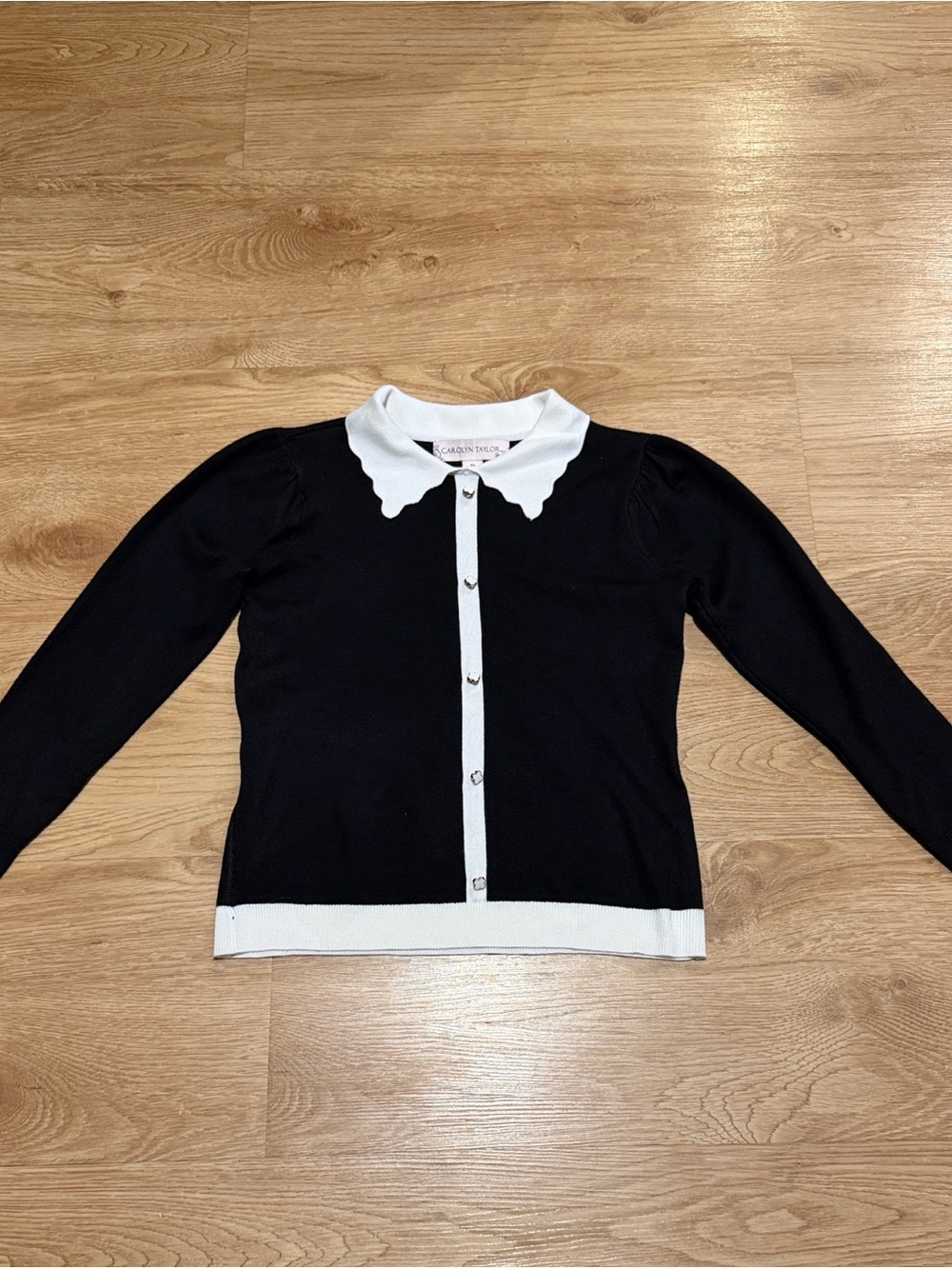 Carolyn Taylor Black Top with White Trim